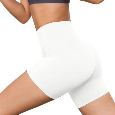 High Waisted Workout Biker Shorts for Women-5" Tummy Control Athletic Running Gym Yoga Spandex Shorts