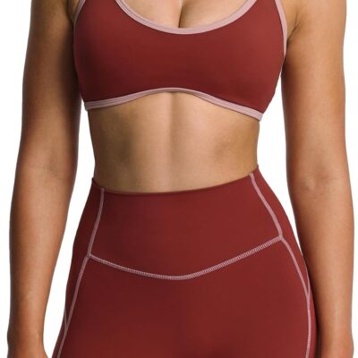 Color-Blocked Thin-Strap Sports Bra (Removable Pads)