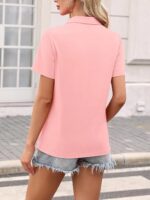Women's V-Neck Loose-Fit Short-Sleeve Polo Shirt