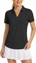 Women's Golf Polo Shirts Short Sleeve Collared V Neck Tennis Shirt Sun Protection UPF 50+ Quick Dry Lightweight