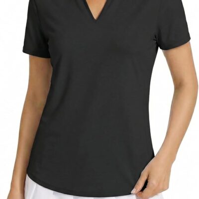 Women's Golf Polo Shirts Short Sleeve Collared V Neck Tennis Shirt Sun Protection UPF 50+ Quick Dry Lightweight