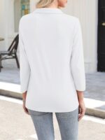 Women's 3/4 Sleeve V-Neck Collared Polo Shirt