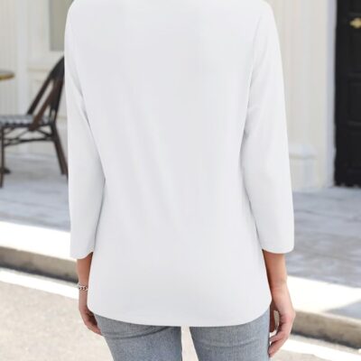 Women's 3/4 Sleeve V-Neck Collared Polo Shirt