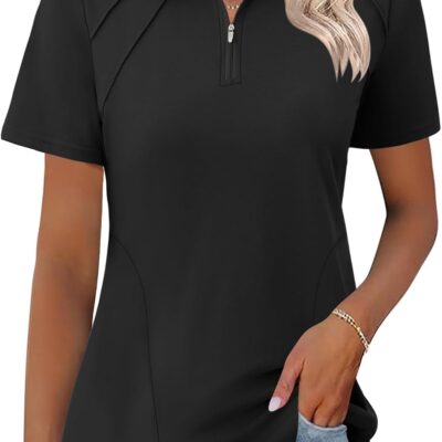 Women's Zip-Front Quick-Dry Golf Polo Shirt