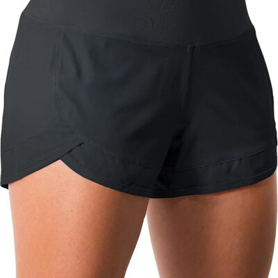 Women 3" Lightweight Running  Volleyball Shorts Workout Mesh Liner Zip Pocket