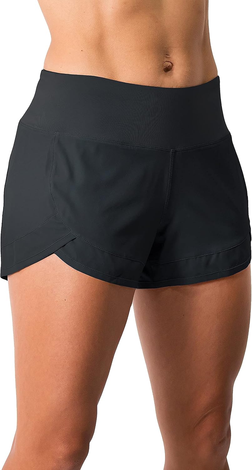 Women 3" Lightweight Running Volleyball Shorts Workout Mesh Liner Zip Pocket