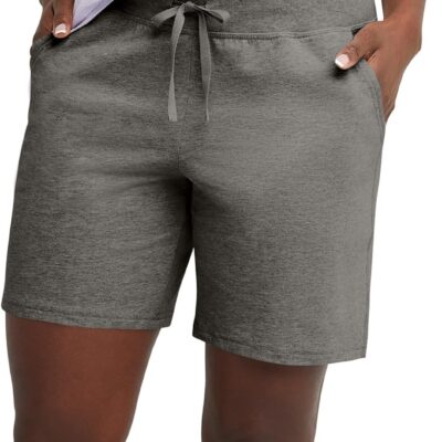 Women Jersey Pocket Shorts, Drawstring Cotton Jersey Shorts, 7" Inseam