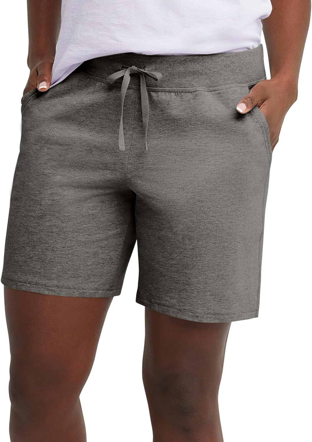 Women Jersey Pocket Shorts, Drawstring Cotton Jersey Shorts, 7" Inseam