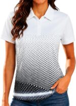 Women's Golf Polo Shirts Short Sleeve Moisture Wicking Tennis Athletic Shirt with 3 Button