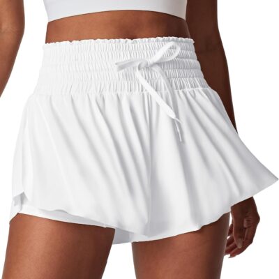 Athletic Shorts for Women High Waisted Butterfly Shorts Flowy Running Workout Tennis Skorts with Pockets Preppy Clothes