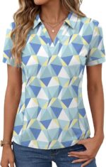 Womens Polo Shirt Golf Shirts Women Collared Shirts Short Sleeve Tee V Neck Tops