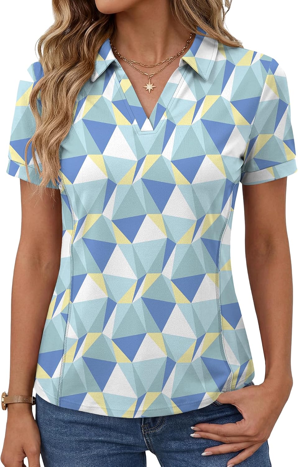 Womens Polo Shirt Golf Shirts Women Collared Shirts Short Sleeve Tee V Neck Tops