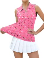 Womens Sleeveless Golf Polo Shirt V-Neck Collared 2026 Summer Tennis Tank Top S-XXL