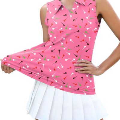 Womens Sleeveless Golf Polo Shirt V-Neck Collared 2026 Summer Tennis Tank Top S-XXL