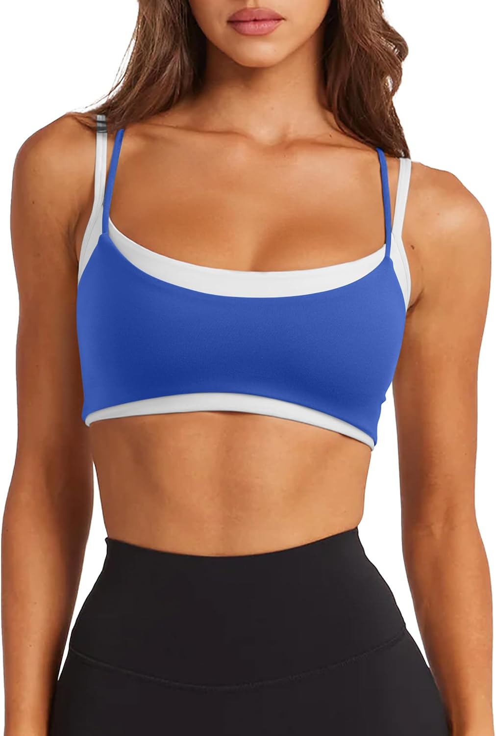 Double-Layer Thin-Strap Sports Bra (Fitness/Yoga Vest Style)