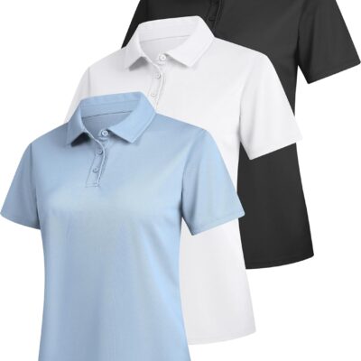Women's Short-Sleeve Collared Polo Shirt 3-Pack